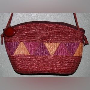 Barbara Bolan For Bolan Too Italy Woven Straw Vintage Shoulder Handbag Purse EUC